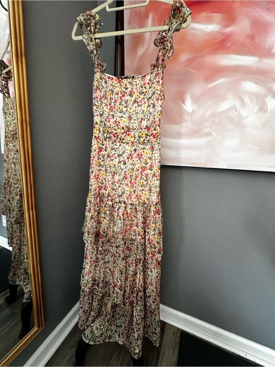 Astr Dresses & Skirts - Astr Floral Ruffle-Shoulder Maxi Dress in Cream, Pink, Yellow